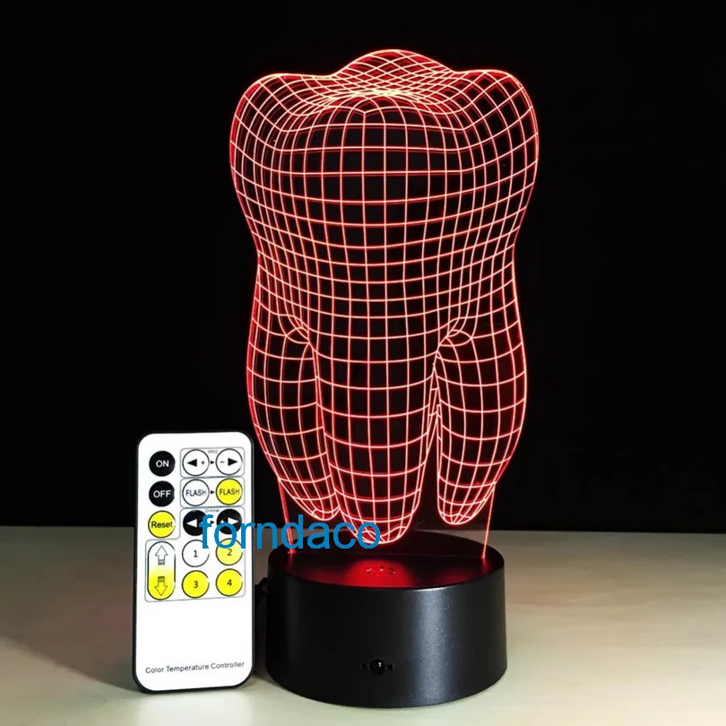 

Teeth Type 3D Led Lamp Dental Creative gift Colorful 3D Tooth Gradient Light Dental Clinic Artwork Artware Night Dental Show 3d