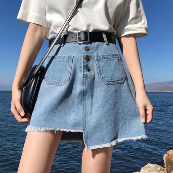 2020 Fashion Summer Womens High Waist A Line Casual Sweet Short Mini Loose Denim Skirt Plus Size S-4XL Faldas Mujer Moda
2020 Fashion Summer Womens High Waist A Line Casual Sweet Short Mini Loose Denim Skirt Plus Size S-4XL Faldas Mujer Moda