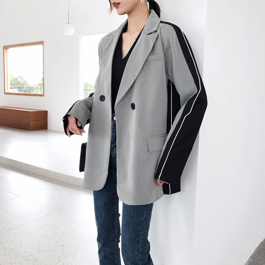 CBAFU casual women blazer spring autumn plaid patchwork loose jacket suit coat outwear office lady work notched blazer D551
CBAFU casual women blazer spring autumn plaid patchwork loose jacket suit coat outwear office lady work notched blazer D551