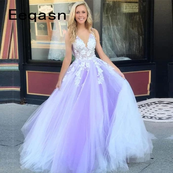 New Elegant Lavender V Neck Evening Dress Backless Lace Applique 2020 Prom Dresses Formal Party Dress robe de soiree Cheap
New Elegant Lavender V Neck Evening Dress Backless Lace Applique 2020 Prom Dresses Formal Party Dress robe de soiree Cheap