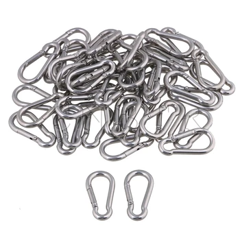 CNBTR Multifunctional M4 40mm 304 Stainless Steel Spring Snap Hook Carabiner Quick Link Lock Hook Pack of 50 
CNBTR Multifunctional M4 40mm 304 Stainless Steel Spring Snap Hook Carabiner Quick Link Lock Hook Pack of 50