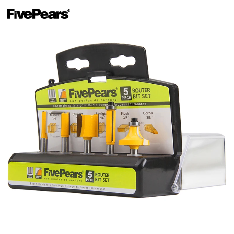 5PCS 1/4" Router Bits Set Milling Cutters for woodworking tools Tungsten Carbide Wood Cutters with Portable Hook Box FIVEPEARS
5PCS 1/4" Router Bits Set Milling Cutters for woodworking tools Tungsten Carbide Wood Cutters with Portable Hook Box FIVEPEARS