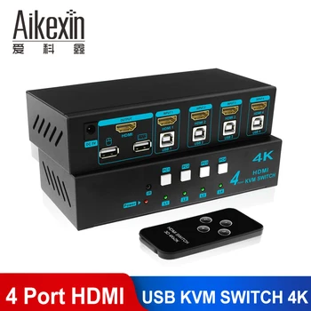 KVM Switch 4K Ultra HD 4x1 HDMI KVM Switch 3840x2160@30Hz 4 Ports KVM Switcher with 4 Pcs USB Cables Supports IR Remote Control
KVM Switch 4K Ultra HD 4x1 HDMI KVM Switch 3840x2160@30Hz 4 Ports KVM Switcher with 4 Pcs USB Cables Supports IR Remote Control
