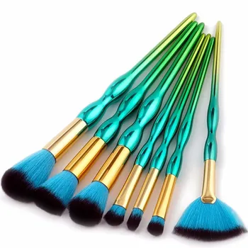 

7Pcs Green Gourd Makeup Brushes Set Cosmetic Beauty Tools Pincel Maquiagem Foundation Eyshadow Fan Blush Powder Blending Brush