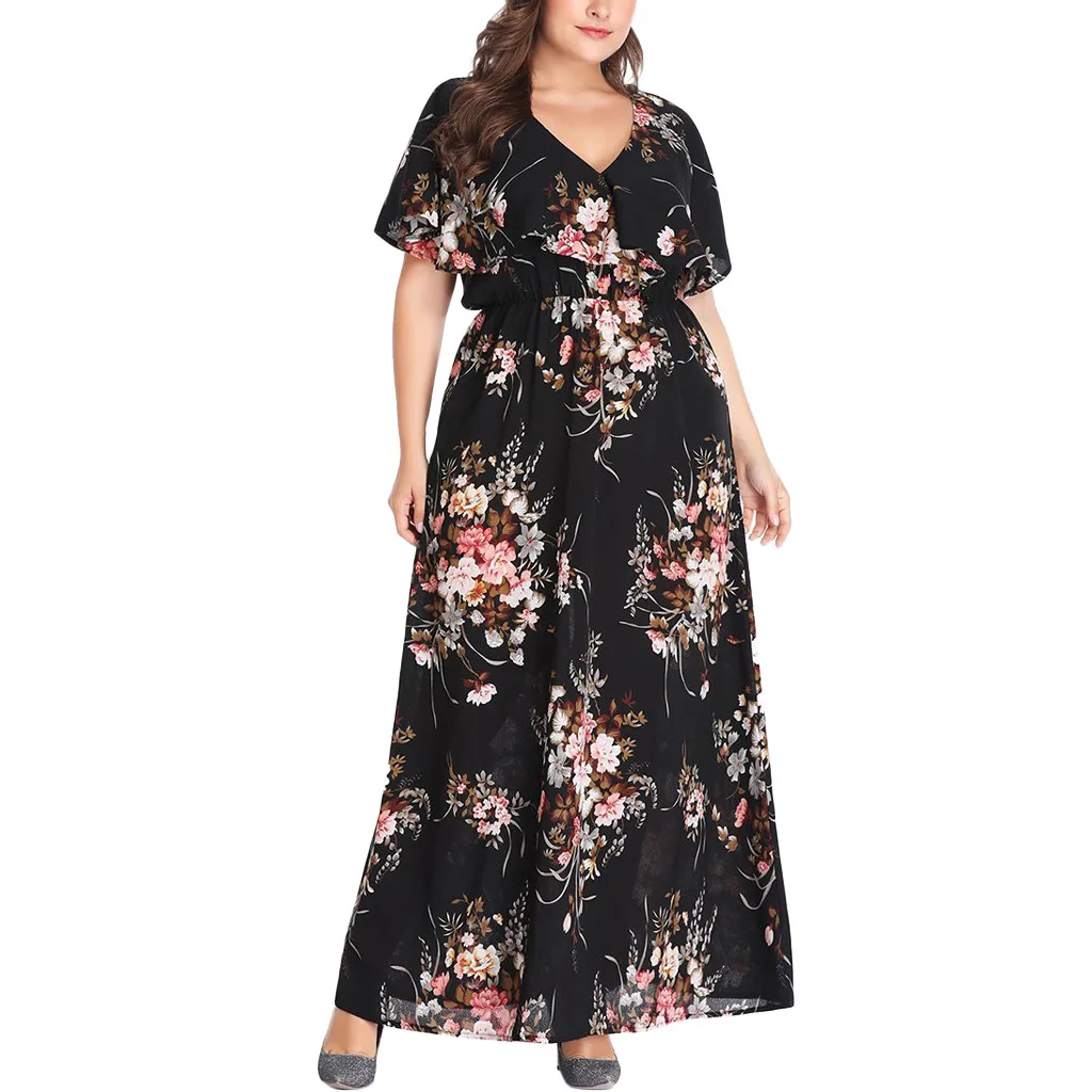 Plus Size Women Dress Bohemian Floral Printed Short Sleeve V-Neck Dress Summer Casual Elegant Beach Party Night Long Maxi Dress
Plus Size Women Dress Bohemian Floral Printed Short Sleeve V-Neck Dress Summer Casual Elegant Beach Party Night Long Maxi Dress