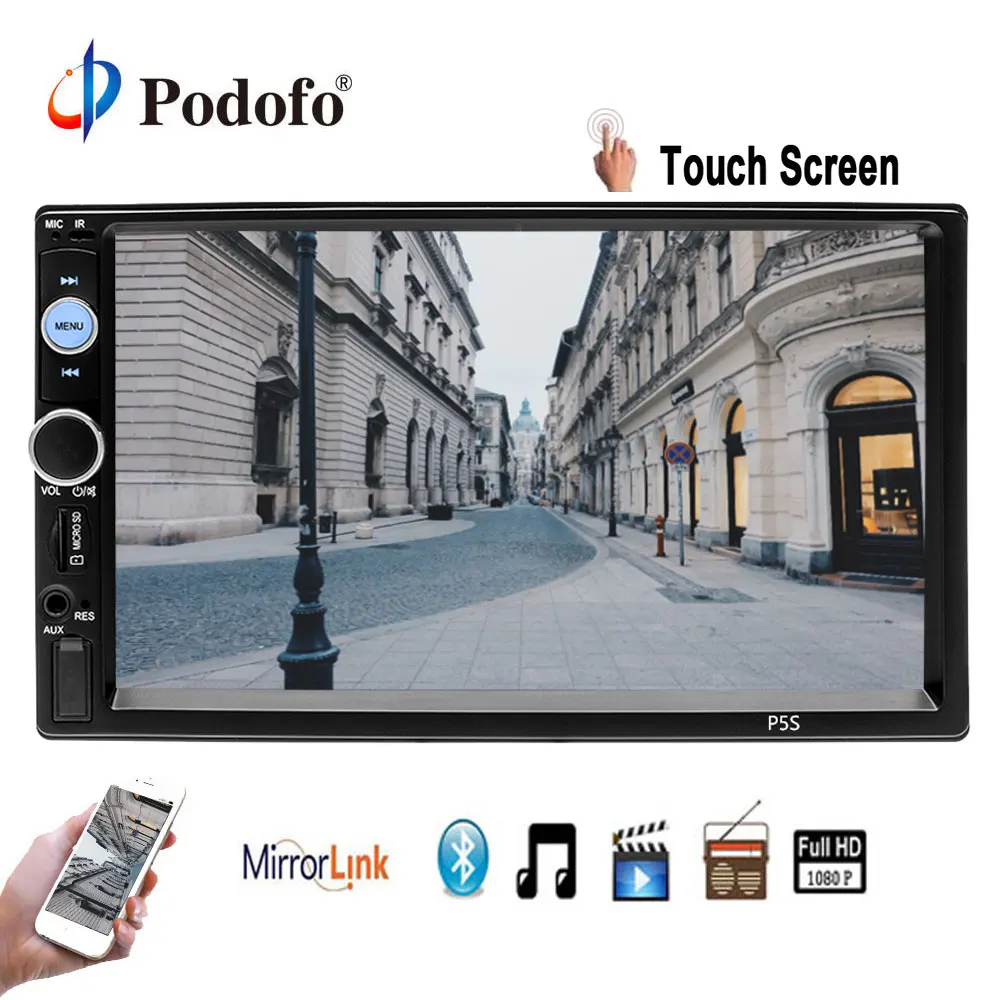 Podofo Autoradio 2 din General Car Models 7" Touch Screen Bluetooth Car Radio Player Car Audio Aux Rear View Camera Mirror Link
Podofo Autoradio 2 din General Car Models 7" Touch Screen Bluetooth Car Radio Player Car Audio Aux Rear View Camera Mirror Link