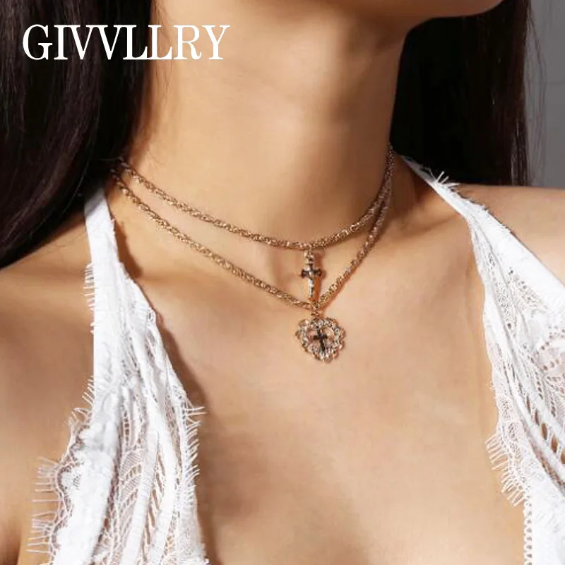 GIVVLLRY Elegant 2 Layered Chain Necklace for Women Minimalist Religious Carved Heart Cross Pendant Necklace Fashion Jewelry
GIVVLLRY Elegant 2 Layered Chain Necklace for Women Minimalist Religious Carved Heart Cross Pendant Necklace Fashion Jewelry