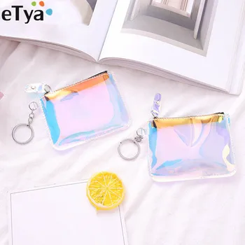 eTya Fashion Women Credit Card Holder Wallet PVC Laser Fashion Coin Money ID Business Bus Card Purse Bags Pouch For Kids