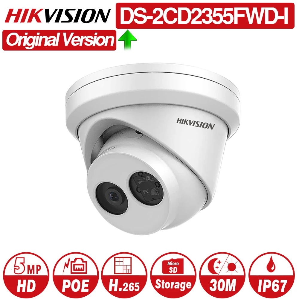 HIKVISION H.265 Camera DS-2CD2355FWD-I 5MP IR Fixed Turret Network Camera MINI Dome IP Camera SD card slot Face Detect
HIKVISION H.265 Camera DS-2CD2355FWD-I 5MP IR Fixed Turret Network Camera MINI Dome IP Camera SD card slot Face Detect