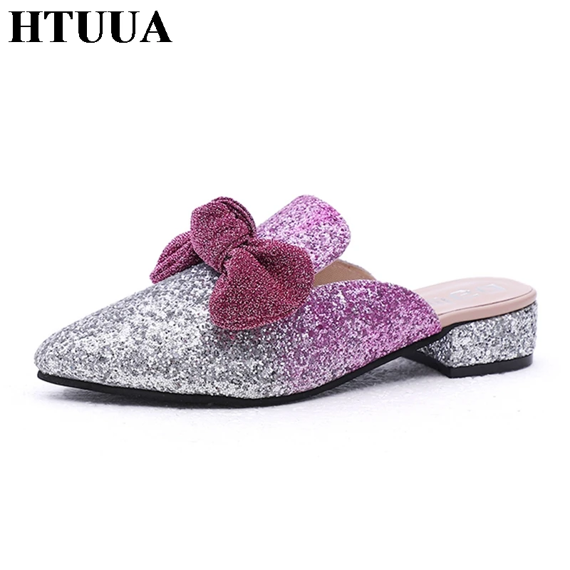 HTUUA 2018 Spring Summer Sexy Pointed Toe Bow Sequins Slippers Women Bling Mules Shoes Slides Summer Flip Flops Sandals SX1131
HTUUA 2018 Spring Summer Sexy Pointed Toe Bow Sequins Slippers Women Bling Mules Shoes Slides Summer Flip Flops Sandals SX1131