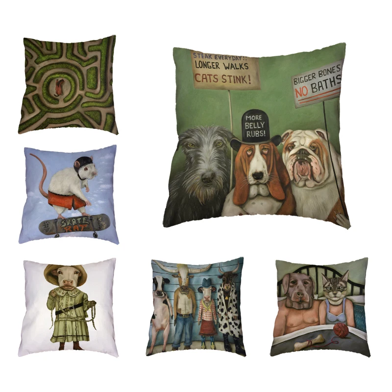 Vintage Cushion Cover Dog Cat in Bed Face Book 43*43CM Mouse Cow Gift Box Car Couple Elephant Pillow Case Home Living Room Decor
Vintage Cushion Cover Dog Cat in Bed Face Book 43*43CM Mouse Cow Gift Box Car Couple Elephant Pillow Case Home Living Room Decor