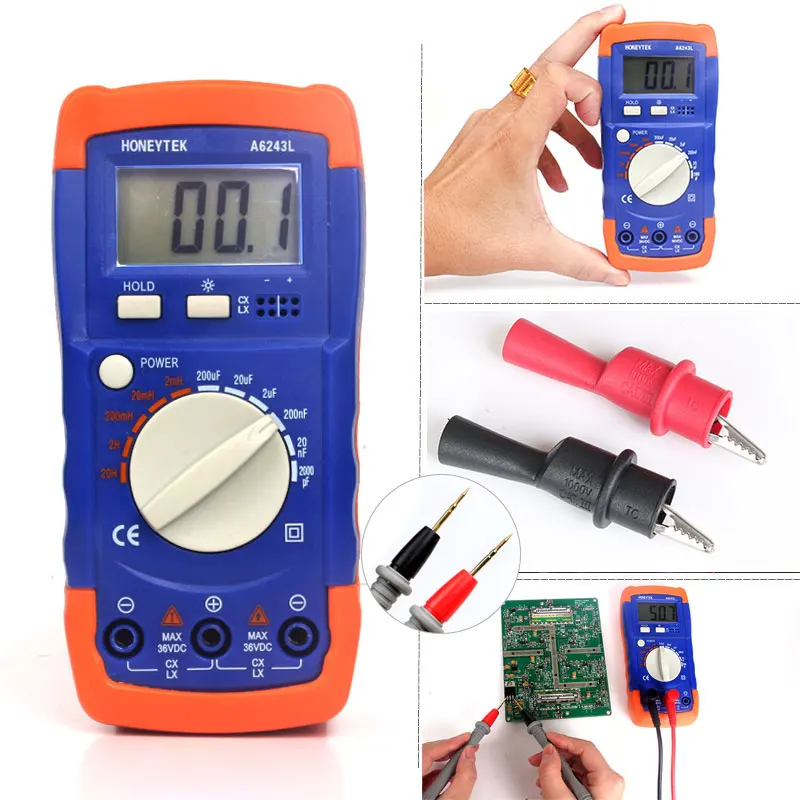 Coupled with alligator clip and text pen Multifunctional mini digital Meter Tester 2nF-200uF & 2mH-20H compatible Multimeter
Coupled with alligator clip and text pen Multifunctional mini digital Meter Tester 2nF-200uF & 2mH-20H compatible Multimeter