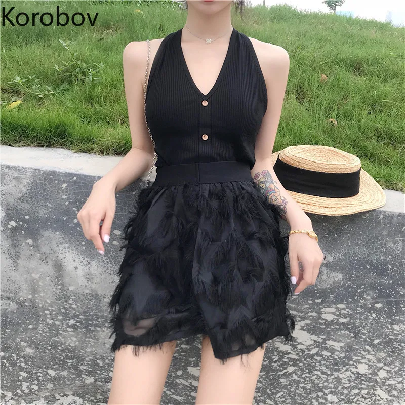 Korobov Summer Sexy V Neck Button Tank Top and Tassel Black Chiffon Short Pants Women Two Piece Set Korean Sets 77707
Korobov Summer Sexy V Neck Button Tank Top and Tassel Black Chiffon Short Pants Women Two Piece Set Korean Sets 77707