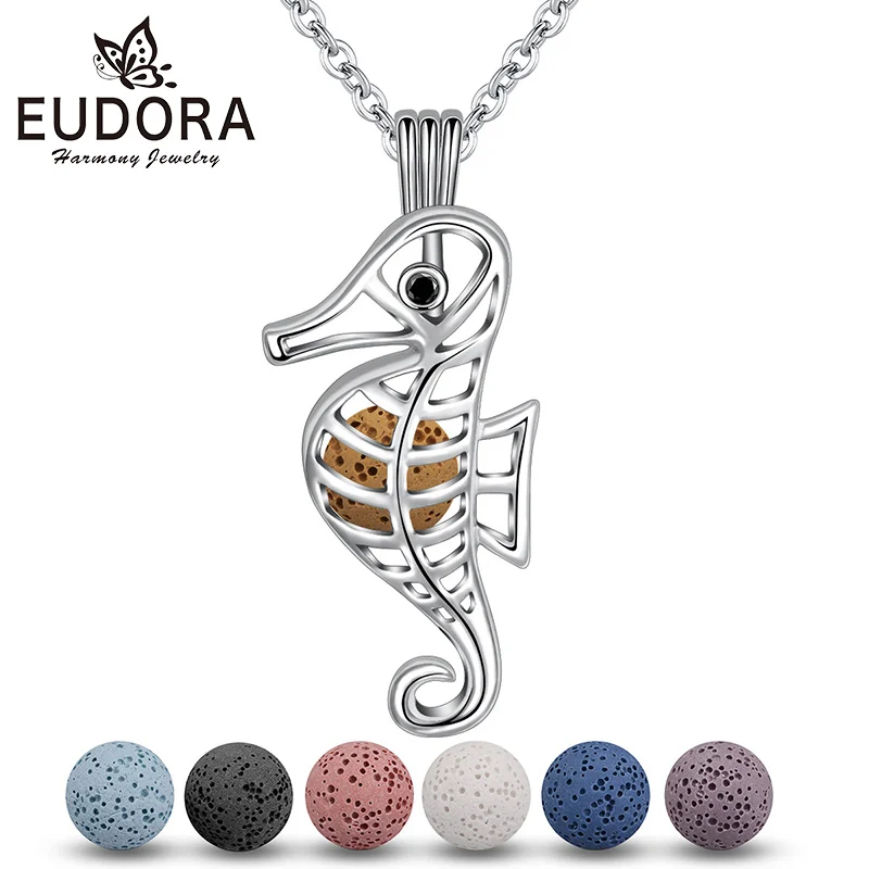 Eudora 8 mm Seahorse Cage Locket Lava Stone Pendant Perfume Aromatherapy Locket Diffuser Necklace For Women DIY Jewelry K342N08
Eudora 8 mm Seahorse Cage Locket Lava Stone Pendant Perfume Aromatherapy Locket Diffuser Necklace For Women DIY Jewelry K342N08