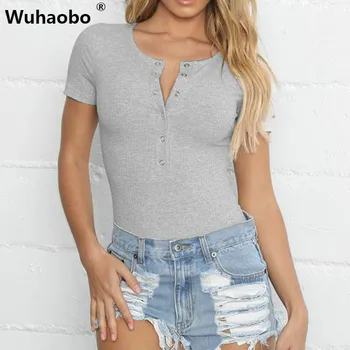 Wuhaobo Sexy Bodycon Bodysuit Women Black Gray Deep V Neck Knitted Short Sleeve Rompers Womens Jumpsuit Short Body Suit Femme
Wuhaobo Sexy Bodycon Bodysuit Women Black Gray Deep V Neck Knitted Short Sleeve Rompers Womens Jumpsuit Short Body Suit Femme