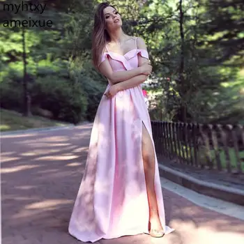 Custom Blush Pink Off Shoulder Evening Dresses Spaghetti Straps Long Formal Party Gowns Simple Front Split Satin Robe De Soiree
Custom Blush Pink Off Shoulder Evening Dresses Spaghetti Straps Long Formal Party Gowns Simple Front Split Satin Robe De Soiree