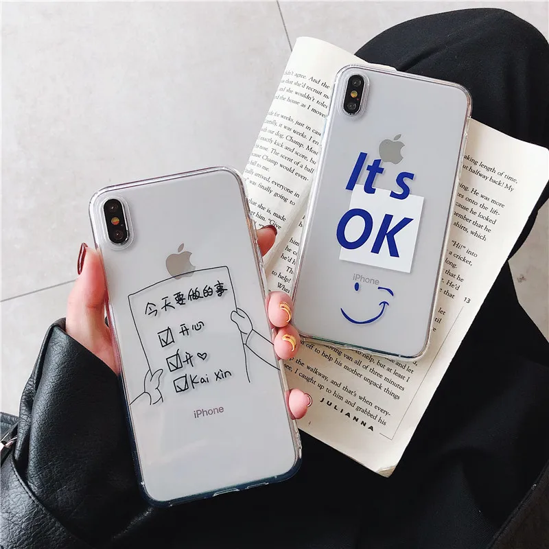 Mouplayca soft Clear TPU simple It's OK letter pattern Back Cover for iphone 6 6s 7 8 plus X Xs Max XR Phone Case Coque
Mouplayca soft Clear TPU simple It's OK letter pattern Back Cover for iphone 6 6s 7 8 plus X Xs Max XR Phone Case Coque