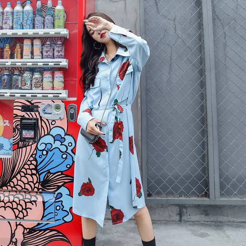 Summer Rose Printed Vintage Large Pocket Chiffon Smooth Surface Long Sleeved Dress Autumn Mid-Calf Turn-down Collar Dresses
Summer Rose Printed Vintage Large Pocket Chiffon Smooth Surface Long Sleeved Dress Autumn Mid-Calf Turn-down Collar Dresses