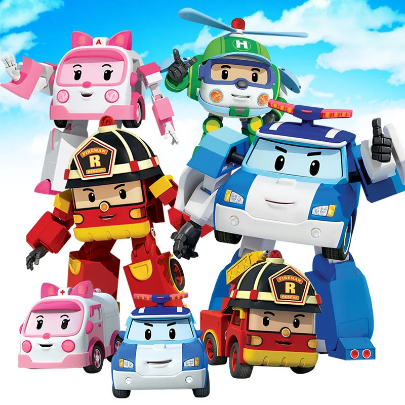 6 шт./компл. корейские игрушки Robocar Poli робот трансформер Amber Roy модель автомобиля