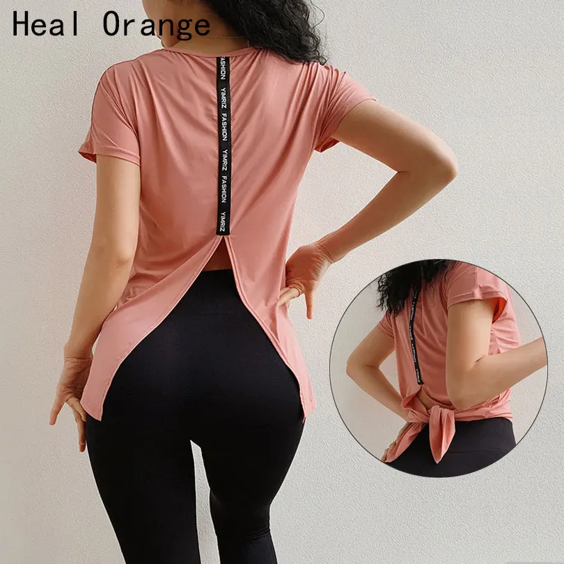 Sports Tops Women'S Letters Tie Loose Quick-Dry Yoga T-Shirt Breathable Training Shirts Yoga Exercise Clothes Female T-Shirt
Sports Tops Women'S Letters Tie Loose Quick-Dry Yoga T-Shirt Breathable Training Shirts Yoga Exercise Clothes Female T-Shirt