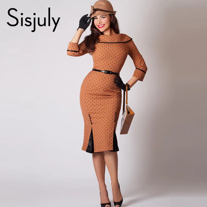 Sisjuly Women Bodycon Polka Dot Dress Sexy Elegant Party Dress Sheath Patchwork Button Female Autumn Retro Pencil Vintage Dress
Sisjuly Women Bodycon Polka Dot Dress Sexy Elegant Party Dress Sheath Patchwork Button Female Autumn Retro Pencil Vintage Dress