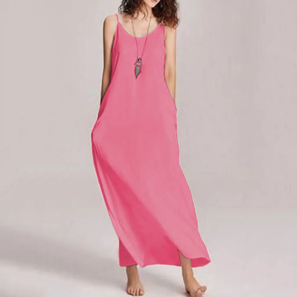 Summer Women Strappy Sleeveless Casual Loose Maxi Long Dress Solid Beach Party Long Kaftan Sundress Long Dress vestidos
Summer Women Strappy Sleeveless Casual Loose Maxi Long Dress Solid Beach Party Long Kaftan Sundress Long Dress vestidos