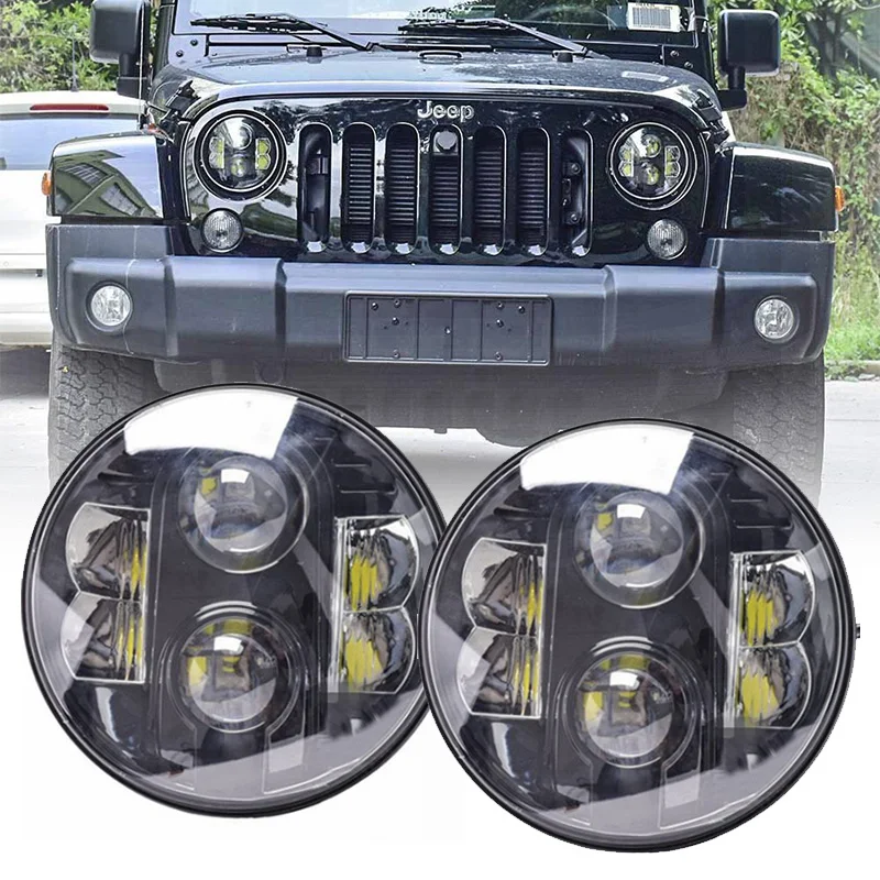 2pcs 7 Inch Round LED Headlights Hi-Lo With Halo Angle Eyes DRL Headlamp Turn Signal for Jeep Wrangler JK lada niva 4x4 suzuki
2pcs 7 Inch Round LED Headlights Hi-Lo With Halo Angle Eyes DRL Headlamp Turn Signal for Jeep Wrangler JK lada niva 4x4 suzuki