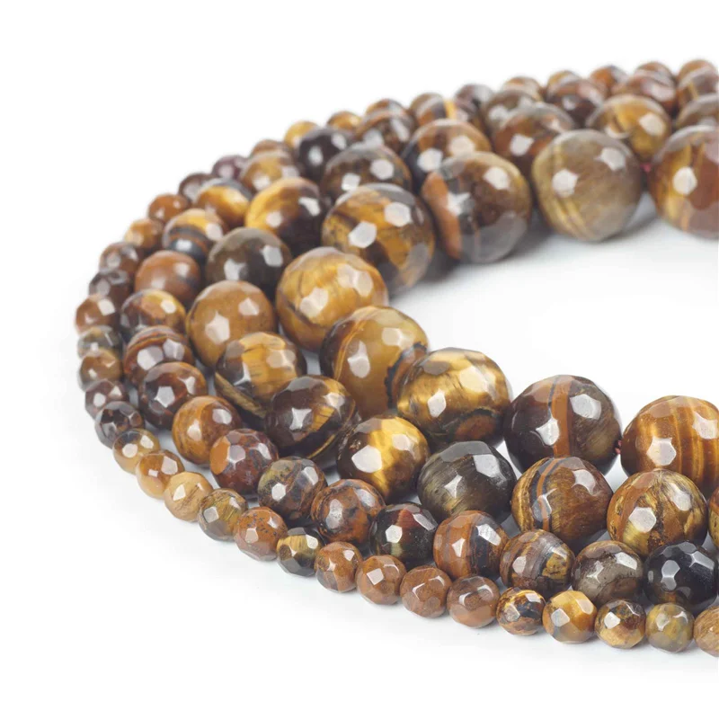 4//6//8//10mm Redondo Natural Piedra Preciosa Piedra de Ojo de Tigre granos flojos joyería haciendo