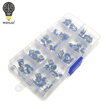 100Pcs/Box RM065 Carbon Film Horizontal Trimpot Potentiometer Assortment Kit 10 Values Variable Resistor 500R - 1M
100Pcs/Box RM065 Carbon Film Horizontal Trimpot Potentiometer Assortment Kit 10 Values Variable Resistor 500R - 1M