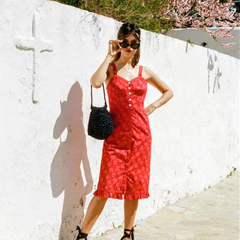 Floral Printed Women Rouje Dress 2018 Summer Vintage Ruffles Summer Dress Women Sleeveless Single-breasted Femme Dress cwd0167-5
Floral Printed Women Rouje Dress 2018 Summer Vintage Ruffles Summer Dress Women Sleeveless Single-breasted Femme Dress cwd0167-5