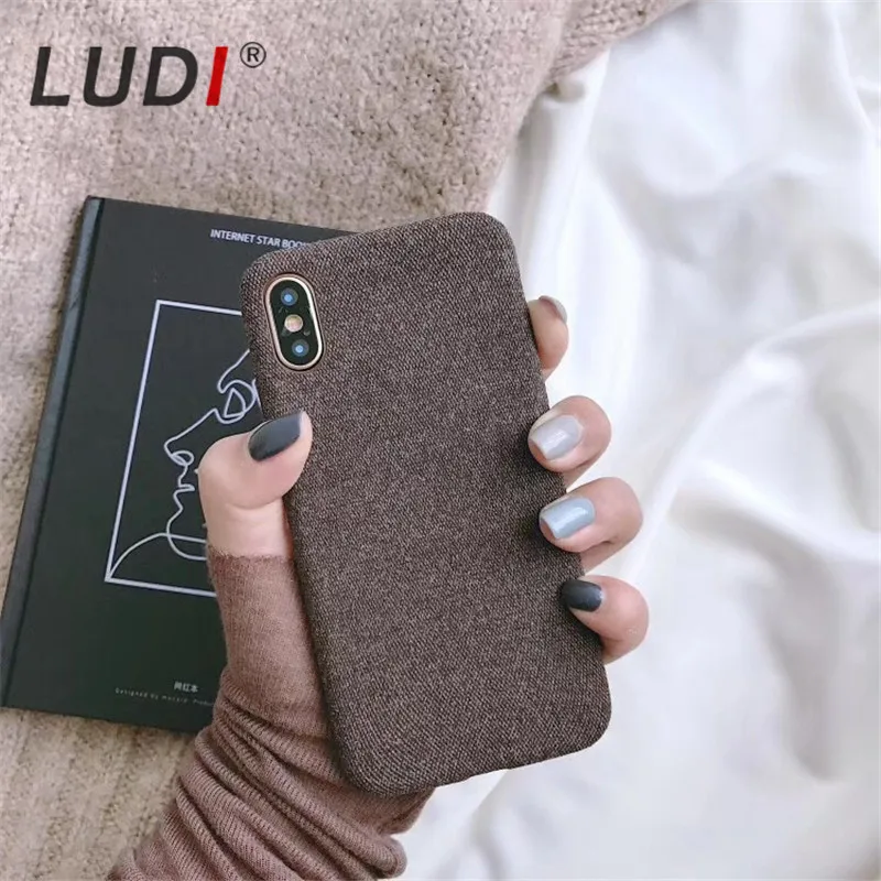 LUDI Vintage Cotton & Linen Cloth Phone Case For iPhone 8 7 7plus 8plus Soft back cover For iphone x case 6 6s leather11
