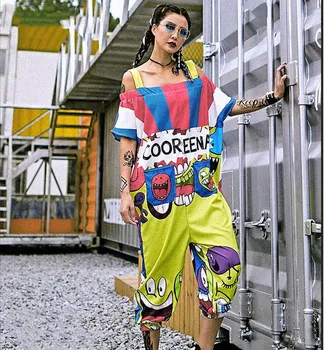 New Summer Sexy Off The Shoulder Strap Women Jumpsuits Clown Rompers Cartoon Graffiti Printed Hip Hop Pants Trousers Rompers
New Summer Sexy Off The Shoulder Strap Women Jumpsuits Clown Rompers Cartoon Graffiti Printed Hip Hop Pants Trousers Rompers