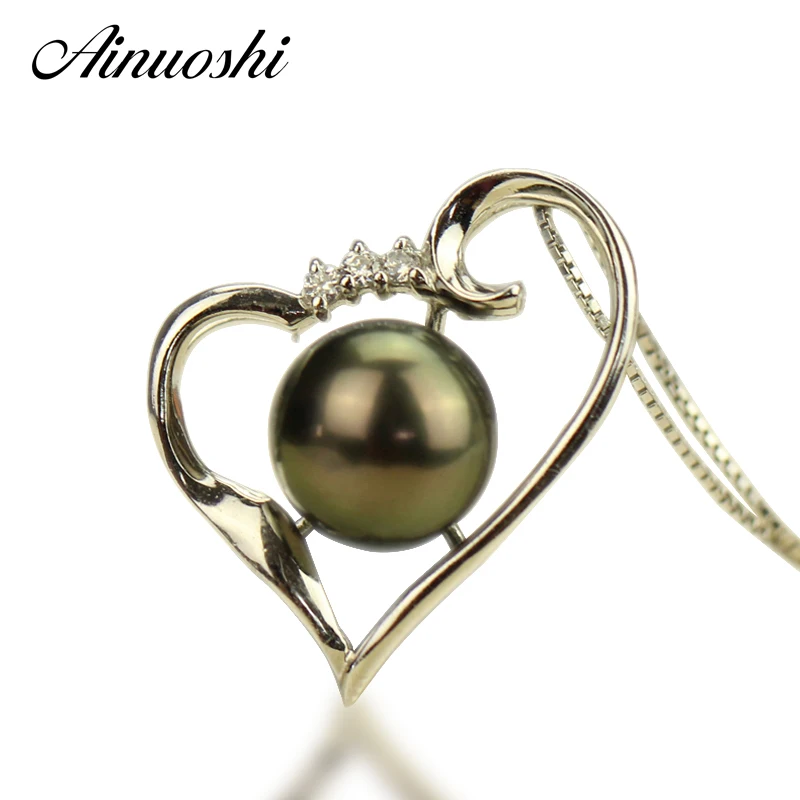 AINUOSHI 925 Sterling Silver Hear Shaped Necklace Pendants Black Cultured Pearl Tahiti 11mm Round Pearl Engagement Pendants Gift
AINUOSHI 925 Sterling Silver Hear Shaped Necklace Pendants Black Cultured Pearl Tahiti 11mm Round Pearl Engagement Pendants Gift