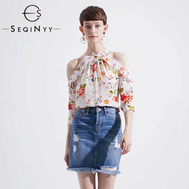 SEQINYY Chiffon Blouse Summer 2019 New Fashion Design Half Sleeve Ruffles Flowers Printed White Top
SEQINYY Chiffon Blouse Summer 2019 New Fashion Design Half Sleeve Ruffles Flowers Printed White Top