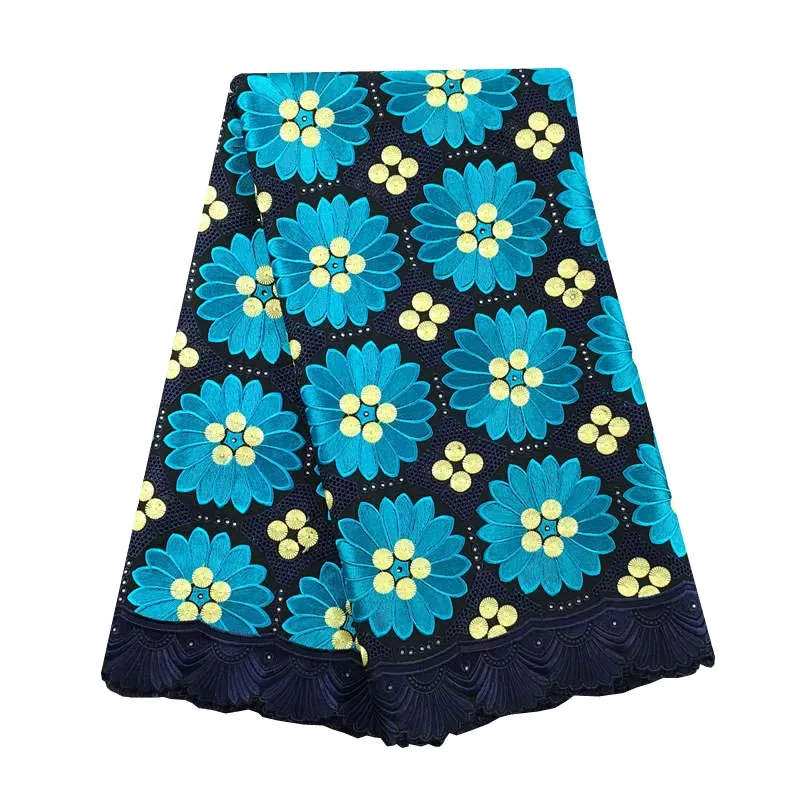

2019 New Arrival High Quality 048 Turquoise Blue African Swiss Fabric 100% Cotton Fashion Voile Lace In Switzerland For Party