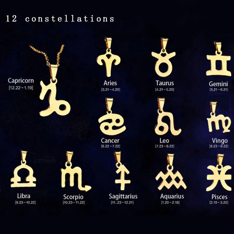 Factory Direct Never Fade 316L Stainless Steel Choker Necklace 12 Zodiac Sign Charm Pendant Collar For Birthday Gift
Factory Direct Never Fade 316L Stainless Steel Choker Necklace 12 Zodiac Sign Charm Pendant Collar For Birthday Gift