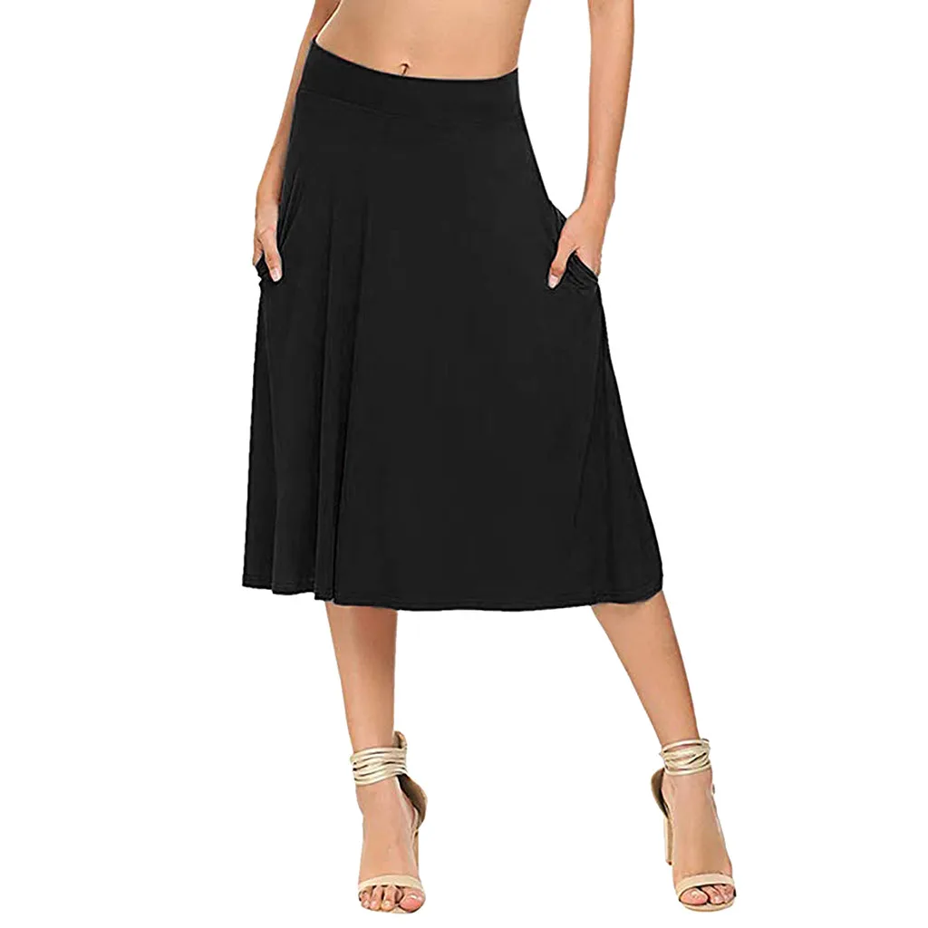 Womail Women Basic Solid Stretch Elastic High Waist Flare Pockets A Line Skirts summer skirts women plus sizes falda midi mujer
Womail Women Basic Solid Stretch Elastic High Waist Flare Pockets A Line Skirts summer skirts women plus sizes falda midi mujer