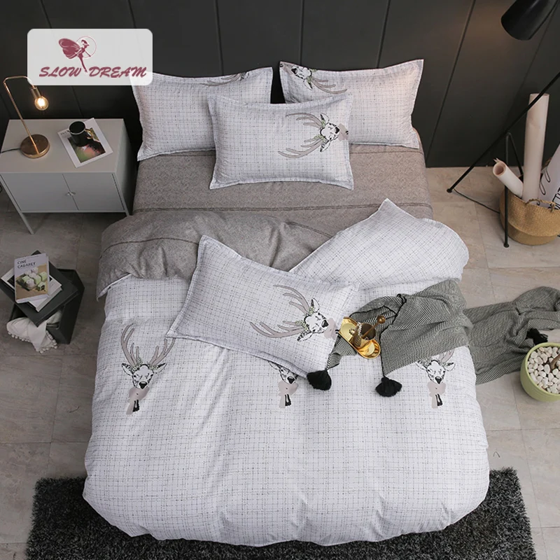 SlowDream Nordic Elk Printed Bedding Set Textiles Deer Adult'Duvet Cover Set Pastel Underwear Pillowcase Single Bed Linens Set
SlowDream Nordic Elk Printed Bedding Set Textiles Deer Adult'Duvet Cover Set Pastel Underwear Pillowcase Single Bed Linens Set