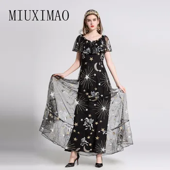 2018 Summer New Arrival Fashion O-Neck Short Sleeve Ruffles EmbroideryA-Line Elegant Print Ankle-Length Long Dress Women
2018 Summer New Arrival Fashion O-Neck Short Sleeve Ruffles EmbroideryA-Line Elegant Print Ankle-Length Long Dress Women