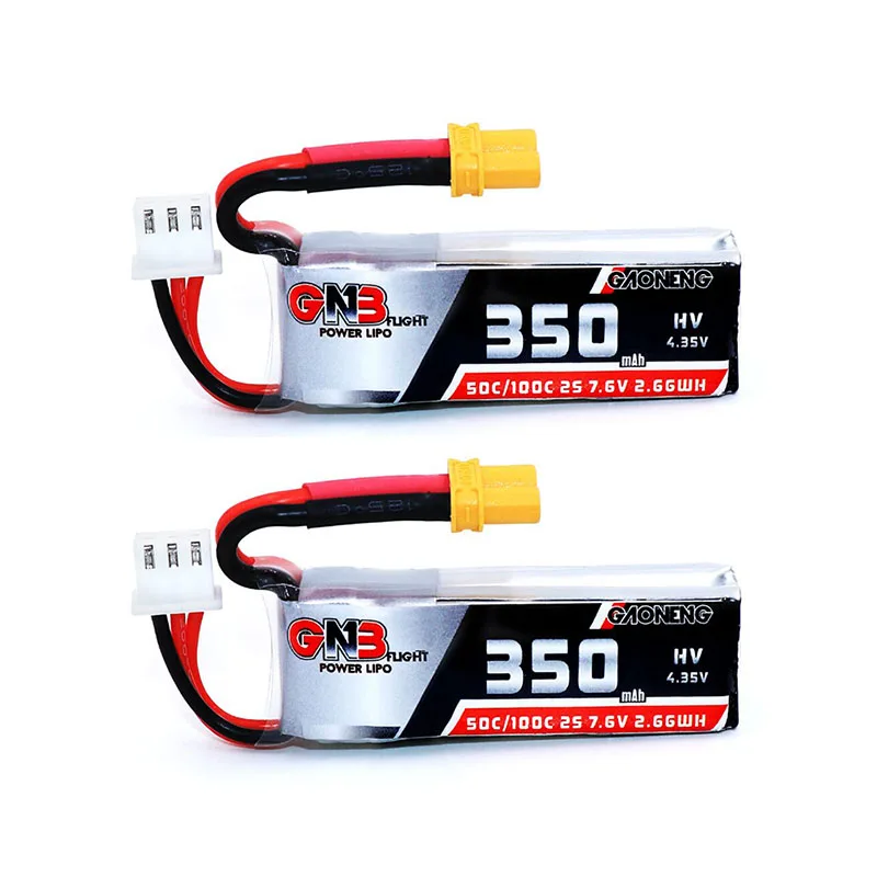 

2PCS Gaoneng GNB 350mah 7.6V 50C/100C HV Lipo battery with XT30 Plug for BETAFPV Beta75X 2S Beta65X 2S Tiny Whoop Drones