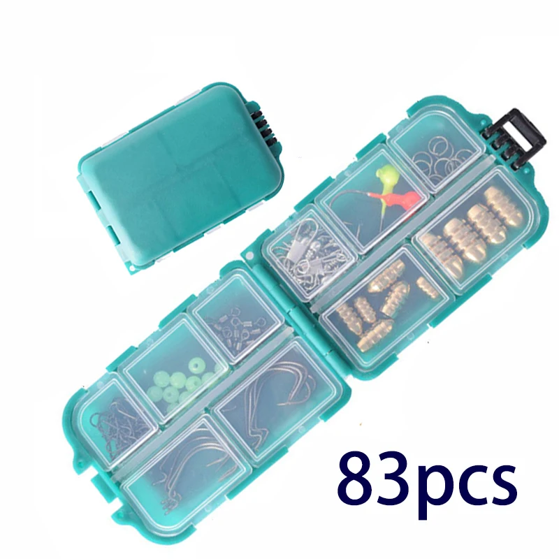 83pcs/Lot Fishing Accessory Set sinker and crank hook Swivel Snap Split Ring Fly Fishing Tackle Box pesca
83pcs/Lot Fishing Accessory Set sinker and crank hook Swivel Snap Split Ring Fly Fishing Tackle Box pesca