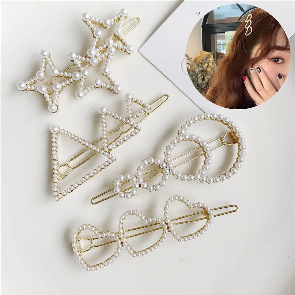 Korea Women New Hollow Heart Star Shape Hair Clips Simulated Imitation Pearl Metal Hairpins Hair Accessories Fashion Hairgrips
Korea Women New Hollow Heart Star Shape Hair Clips Simulated Imitation Pearl Metal Hairpins Hair Accessories Fashion Hairgrips