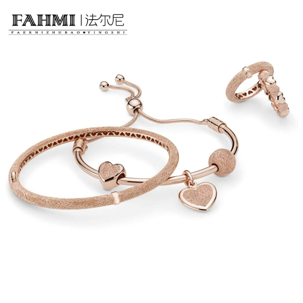 FAHMI 100% 925 Sterling Silver New 2019 Spring Rose Matte Brilliance Hearts Ring Pendant Charm Clip Beaded Bangle Gift Set
FAHMI 100% 925 Sterling Silver New 2019 Spring Rose Matte Brilliance Hearts Ring Pendant Charm Clip Beaded Bangle Gift Set