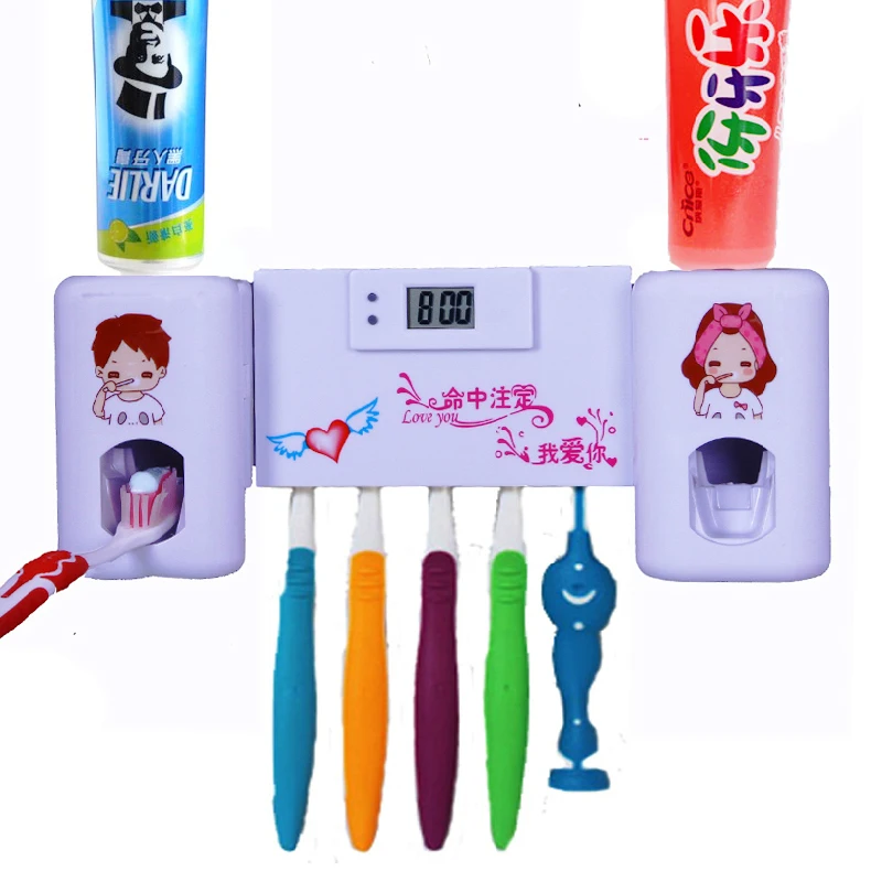 1PC 2 in 1 Automatic Toothpaste Dispenser with 5 Toothbrush Holder Set Wall Mount Stand With Clock
1PC 2 in 1 Automatic Toothpaste Dispenser with 5 Toothbrush Holder Set Wall Mount Stand With Clock
