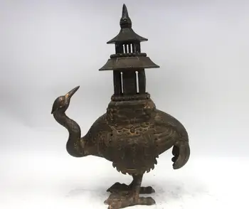 Chinese palace Bronze Copper Red-crowned crane Bird tower Incense Burner Censer
Chinese palace Bronze Copper Red-crowned crane Bird tower Incense Burner Censer