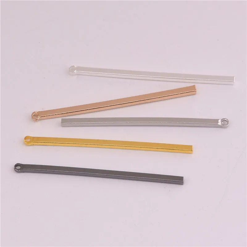40mm 50pcs Copper Material Silver color simple long bar charms for necklaces Pendant Handmade DIY | Украшения и аксессуары