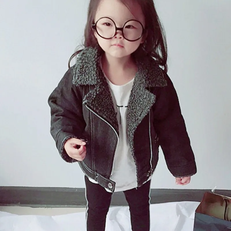 New Kids Denim fleece jacket girls winter coat black color Turn-down Collar Casaco Infantil Girls Jacket 7CT077
New Kids Denim fleece jacket girls winter coat black color Turn-down Collar Casaco Infantil Girls Jacket 7CT077