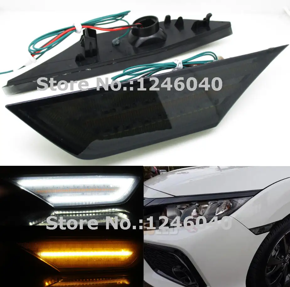 Dual White&Amber color Black Lens LED Side Marker Lights Auto Reflector Turn Signal Lights lamps For Honda Civic 2016 2017 2018
Dual White&Amber color Black Lens LED Side Marker Lights Auto Reflector Turn Signal Lights lamps For Honda Civic 2016 2017 2018