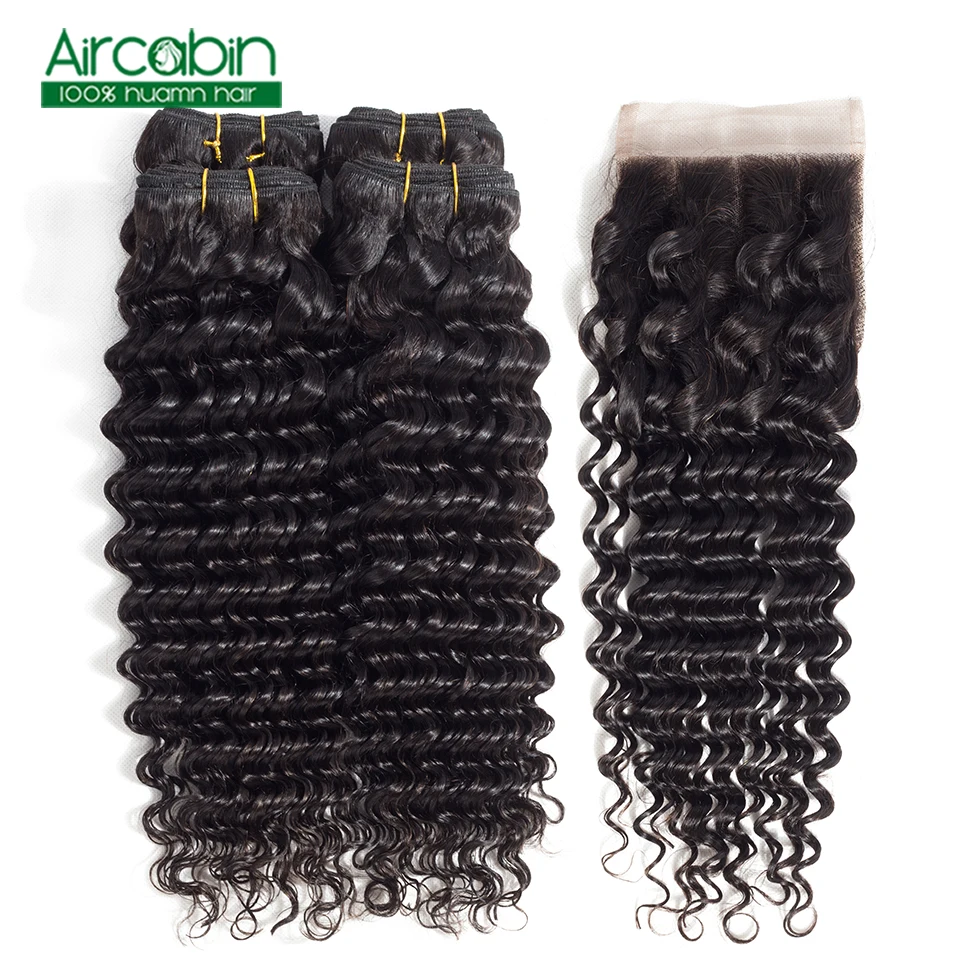 Deep Wave Human Hair Bundles With Closure 4 pcs/lot Brazilian Hair Weave Bundles With Closure Aircabin Remy Hair Extension
Deep Wave Human Hair Bundles With Closure 4 pcs/lot Brazilian Hair Weave Bundles With Closure Aircabin Remy Hair Extension