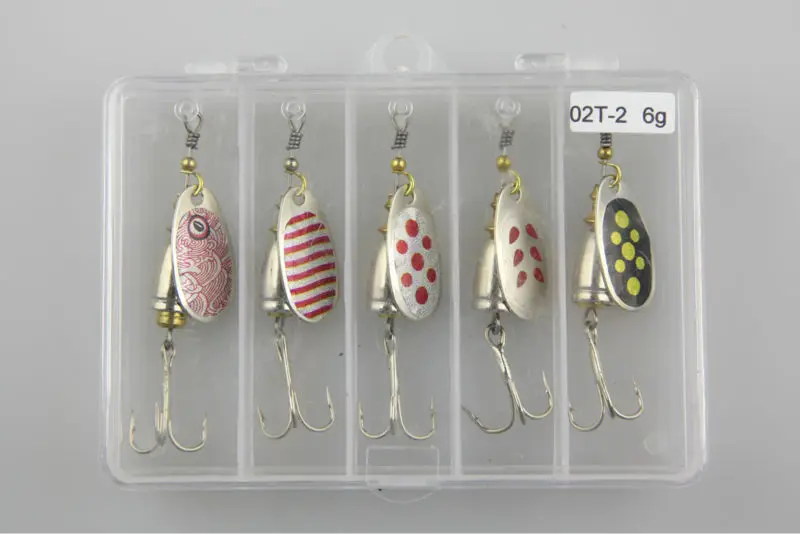 New 5Pcs 6g Fishing Lures Spinners Spoons Bait Ideal For Pike Trout Salmon Fishing Free Shipping
New 5Pcs 6g Fishing Lures Spinners Spoons Bait Ideal For Pike Trout Salmon Fishing Free Shipping